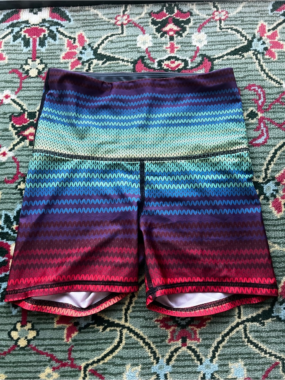 Yoga Democracy High-Waist Gradient Athletic Bike/Yoga Shorts — Multicolor - NWOT